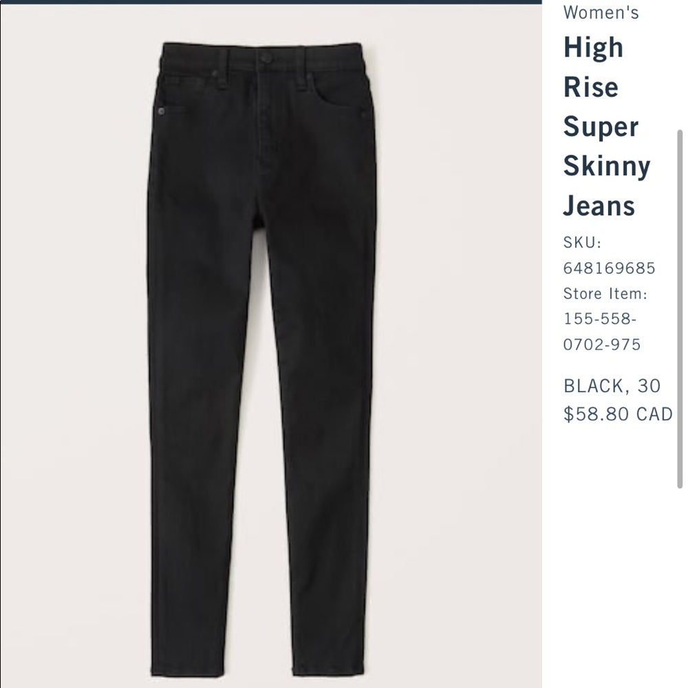ABERCROMBIE High Rise Skinny Jean 30R (size 10)